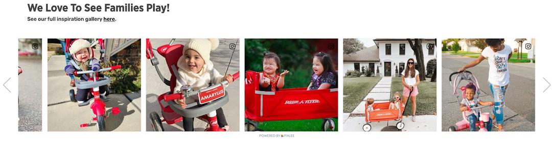 RadioFlyer UGC widget on their website.