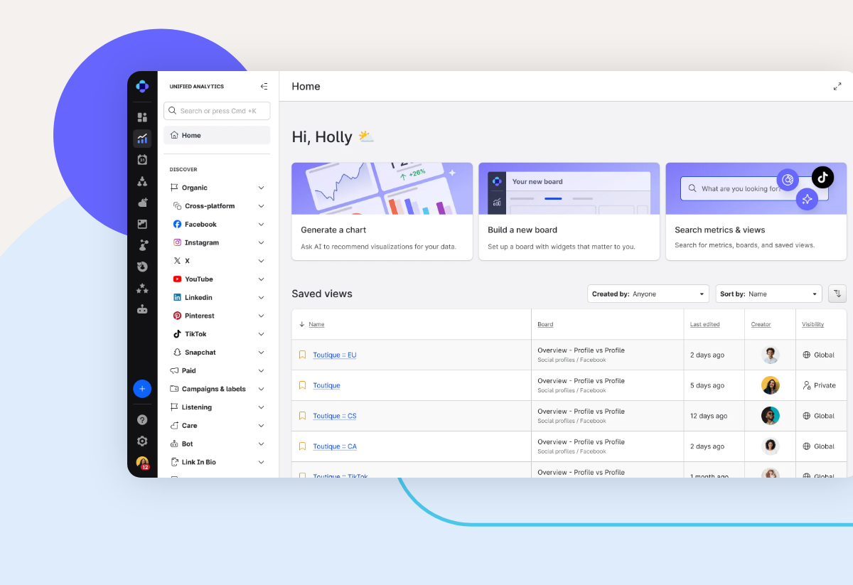 Social media statistics shown in Emplifi platform
